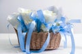 A flower and feather confetti with blue Royalty Free Stock Photo