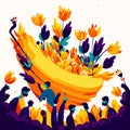 Flower Festival, Festival of Flowers, vector illustration in flat style AI generated