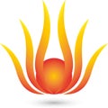 Flower or fire flower, wellness and massage logo Royalty Free Stock Photo