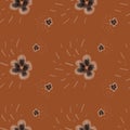 Flower flora stroke simple sketch brown pattern