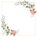 Floral Watercolor Frame in Rustic style. For your design postcards, Invitations.