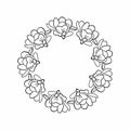 Flower frame. Cute retro wreath-shaped flowers are perfect for wedding invitations and greeting cards. Coloring.