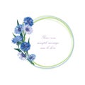 Flower frame. Floral border. Bouquet cornflower isolated.