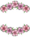 Flower frame. Floral border. Bouquet of pink pastel azalea background.