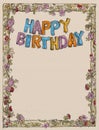 Flower frame with happy birthday lettering congratulations Royalty Free Stock Photo