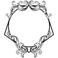 Flower frame and leaves with realistic black and white colors. Vector