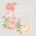 Flower frame over wooden background. Vector illustration.