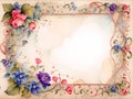 Flower Frame Pink, Purple, Red Flowers on White