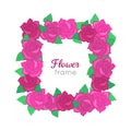 Flower frame. Squar Wreath of Different Blossoms