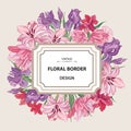 Flower frame. Vintage floral border. Old style card. Flourish vi Royalty Free Stock Photo