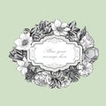 Flower frame. Vintage floral border. Old style card. Flourish vi Royalty Free Stock Photo