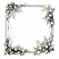 Elaborate Floral Frame: A Stunning Black And White Drawing