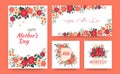 Flower frames, botanical patterns. Floral round heart, beautiful spring bloom, decorative border. Banners for mother day Royalty Free Stock Photo