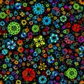 Flower garden abstract seamless circles design pattern unusual. Vector repeatable round shapes background