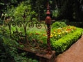 Flower Garden with antique wrought iron gate