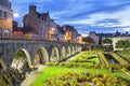 Flower garden at the castle walls in the city Vannes