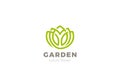 Flower Garden Floral Logo Circle shape design Linear Outline Luxury style. Cosmetics Fashion SPA Beauty salon Jewelry Boutique