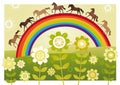 Flower garden with rainbow