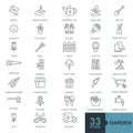 Flower and gardening elements minimal thin line, glyph, filled,color web icon set outline icons collection Royalty Free Stock Photo