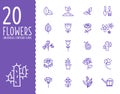 Flower and Gardening Tools Icons with White