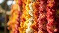 Flower garland for Diwali festival in India, selective focus Generative AI Royalty Free Stock Photo