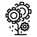 Flower gear innovation icon, outline style