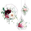 Flower geometric glass hanging terrarium vector design objects