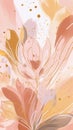 Flower Gold Pink Color Lotuses Abstract Pale Orange Line Brush F