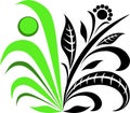 Flower green-black plant icons. Vector organic logo.