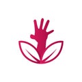 Flower Hand logo or symbol template design Royalty Free Stock Photo