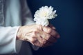 Flower hand old senior woman. Generate Ai Royalty Free Stock Photo