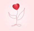 Flower heart. Concept in the style of paper cut. Vector Royalty Free Stock Photo