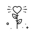 Flower heart line icon. Love sign and symbol. Love garden gardening flower romantic tattoo theme. Royalty Free Stock Photo