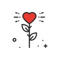 Flower heart line icon. Love sign and symbol. Love garden gardening flower romantic tattoo theme. Royalty Free Stock Photo