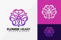Flower Heart Love Logo Design  Brand Identity Logos Designs Vector Illustration Template Royalty Free Stock Photo