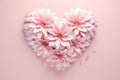 Flower Heart Shape Pastel Pink Background Mothers Day, Day Womens, Day Valentines Generative Ai