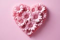 Flower Heart Shape Pink Background. Mothers Day, Day Womens, Day Valentines. Generative AI