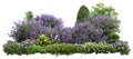 Cut out landscape design. Lilacs and flower bed Royalty Free Stock Photo