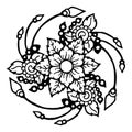 Flower henna Three directions tattoo motive black and white