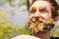 Flower hipster ecofriendly man smiling