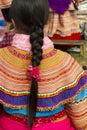 A Flower Hmong dress and hair at Bac Ha morning market Royalty Free Stock Photo