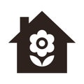 Flower house. Blooming house. Logo for a flower farm, flower shop, plant delivery