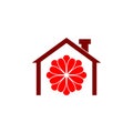 Flower house logo icon isolated on white background Royalty Free Stock Photo