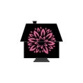 Flower house logo icon isolated on white background Royalty Free Stock Photo