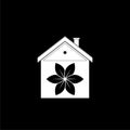 Flower house logo isolated on dark background Royalty Free Stock Photo