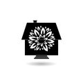 Flower house logo with shadow Royalty Free Stock Photo