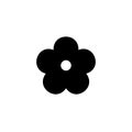 Flower icon. Black floret silhouette. Simple floral glyph.