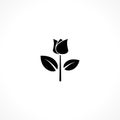 Flower icon. Black floret silhouette. Simple floral glyph.