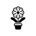 Black solid icon for Flower, bloom and natural