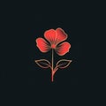 Delicate Begonia Flower Logo In Minimalistic Line Art Style